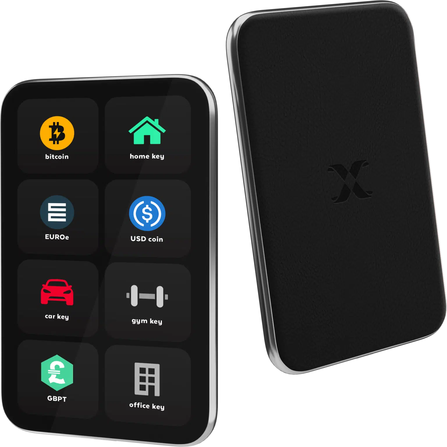 Xellox Clavis hardware wallet front and back sides.